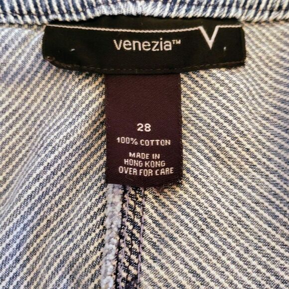 Venezia Women Distressed Denim Skirt White Pinstripes Size 28 - Picture 8 of 8